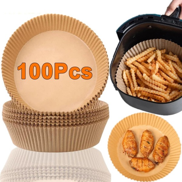 Best kvalitet 100 stykker Air Fryer Engangs Papir Non-Stick Air fryer Bake Papir Rund