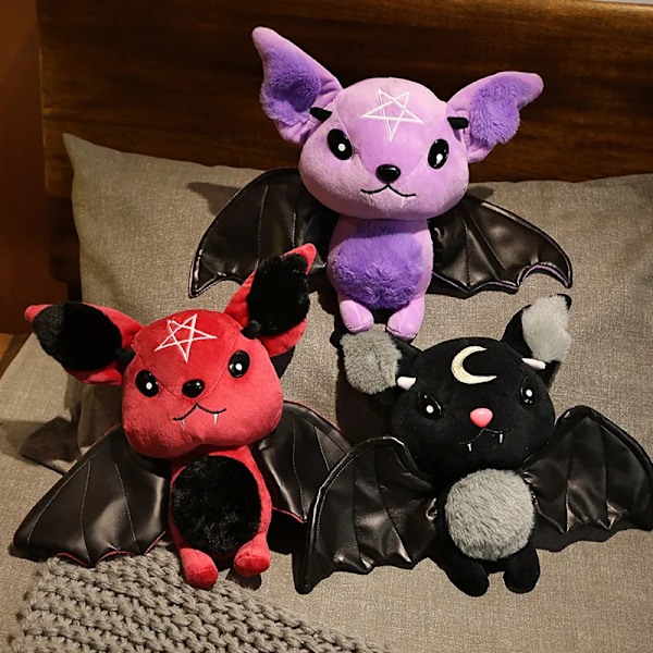 Mörk serie vampyr plysch fladdermus leksak pentakel måne fladdermus docka stoppad gotisk rock stil väska halloween plysch