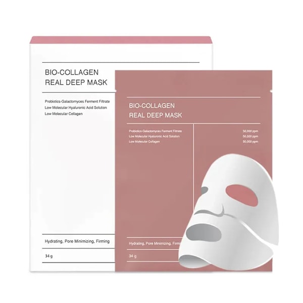 4 stykker absorberbar bio-kollagen ægte dyb maske nat fugtgivende maske