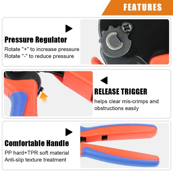 Crimping Mini Tang Tube Terminals Ratchet Crimper Verktøy