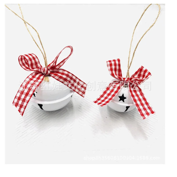 6 bitar Jul Metal  Jingle Bell med Bowknot Hampa Rep Hänge till Jul Träd prydnad