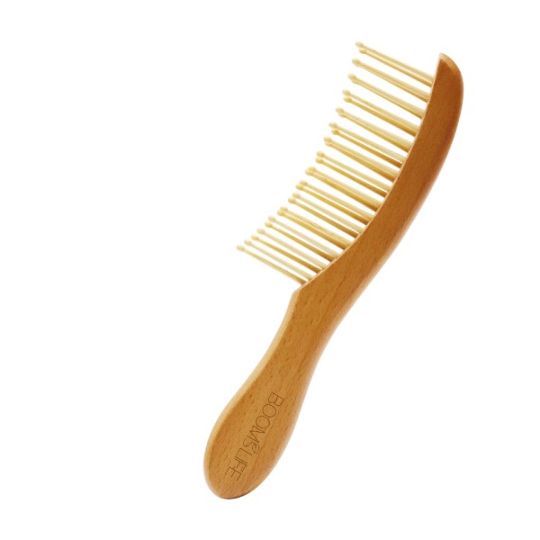 Trä kam bred tand vått hår kammar antistatisk styling kam för långt hår huvud akupunktur punkt massage