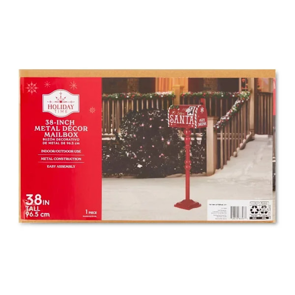 Rød North Pole Express Mail Box Indoor Utendoor Jule Dekoration