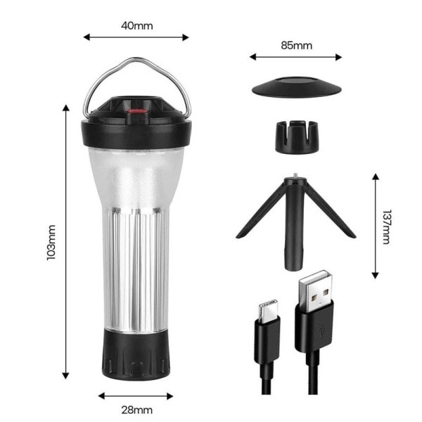 3000mAh Camping Lantern med magnetisk base Liknande Blackdog Goal Noll Lantern 5 Lighting Modes LED Ficklights