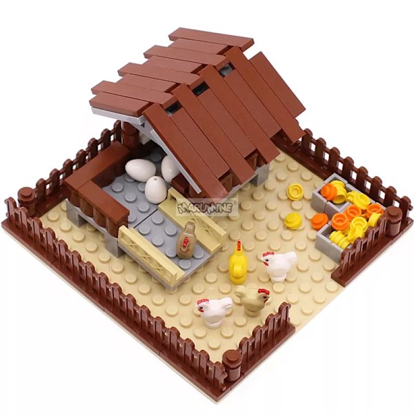 138 stykker Gård Kylling Bygning Klodser Klassisk Bygning MOC Mursten Samling Hus Model Kit Børn Jule Legetøj