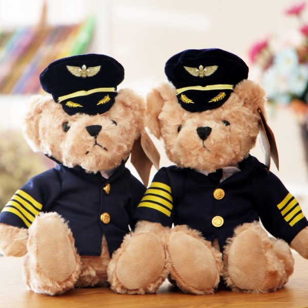 22CM Pilot Nalle Bear Plysch leksak kapten björn flygvärdinna docka barn leksak