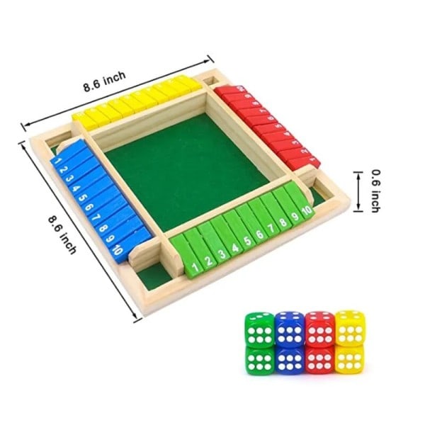 Fire Sided 10 Tall Shut The Box Board Game Set Terning Fest Club Drinking Games