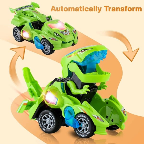 Automatisk Transform Robot Modell Dinosaur Med Lys Musikk Tidlig Educational Dino Toy