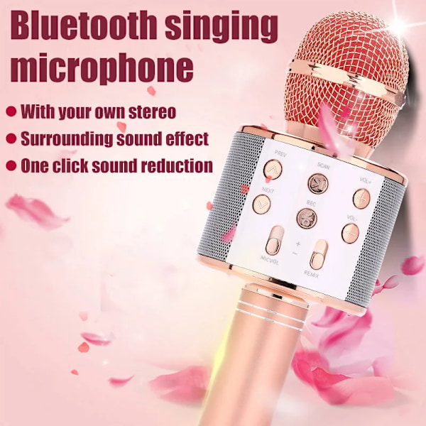 Karaoke mikrofon for barn synger 5 i 1 trådløs bluetooth mikrofon med LED lys