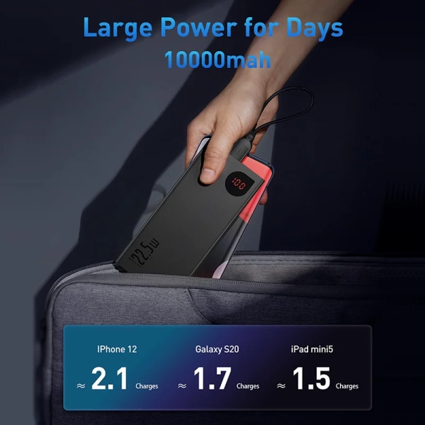 Høj kvalitet Power Bank 10000mAh med 22,5W PD Hurtig Opladning Powerbank Bærbar Batteri Oplader Til iPhone 15 14 13 12 Pro Max Xiaomi