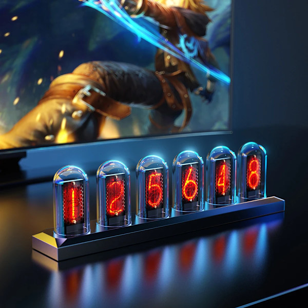 RGB Nixie Tube Klocka LED Glöder IPS Färg Skärm