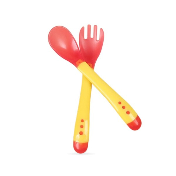 1 Set Baby Matning Servis Temperatur Avkänning Silikon sked