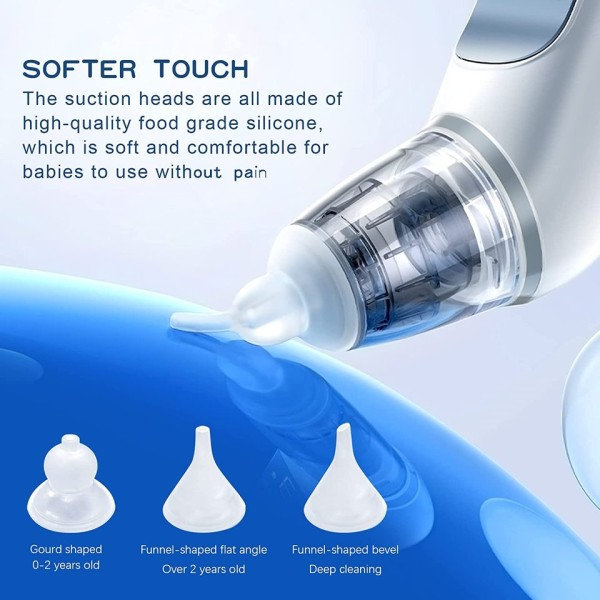 Baby Elektrisk Nasal Aspirator Nos Sug Device med Mat Grade Silicon Munpiece