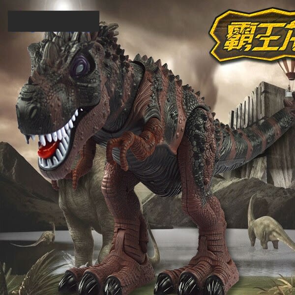 Modell leksak stora  tyrannosaurier rex gå elektriskt djur batteridriven blixt öga montera