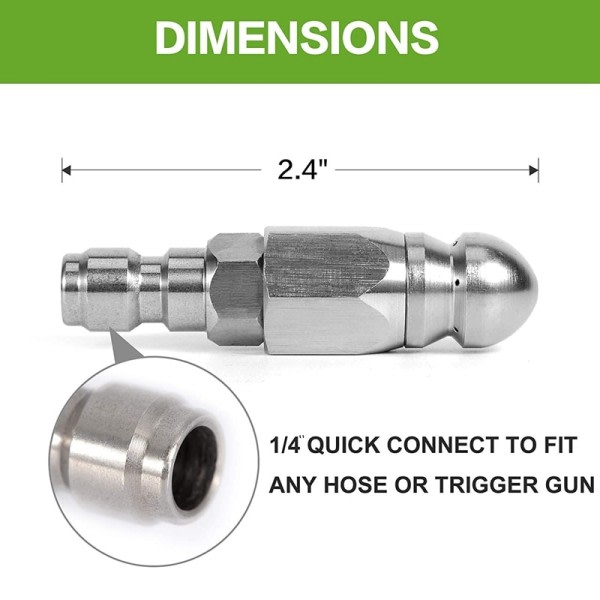 Kloakk Jetter dyse for trykk vasker med 1/4 tommer hurtigkobling - for avløp sprut tilstopping fjerner