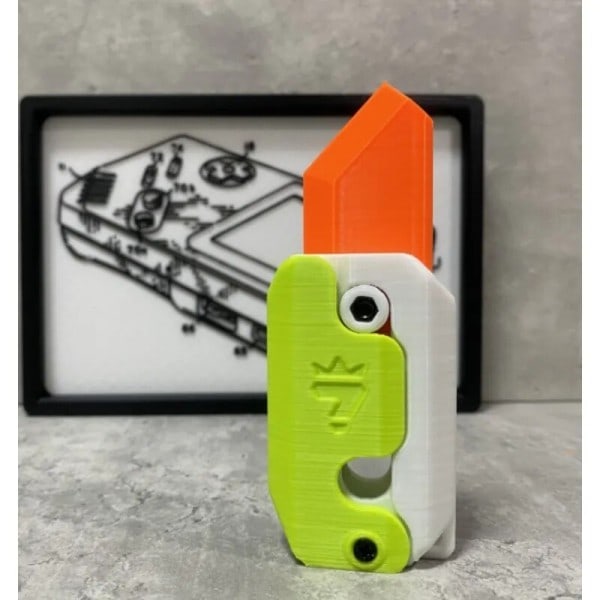 3D Utskrift Gravity Kniv Cub Hoppa Liten Rädisa Kniv Mini Modell Hänge Push Kort Dekompression Leksak