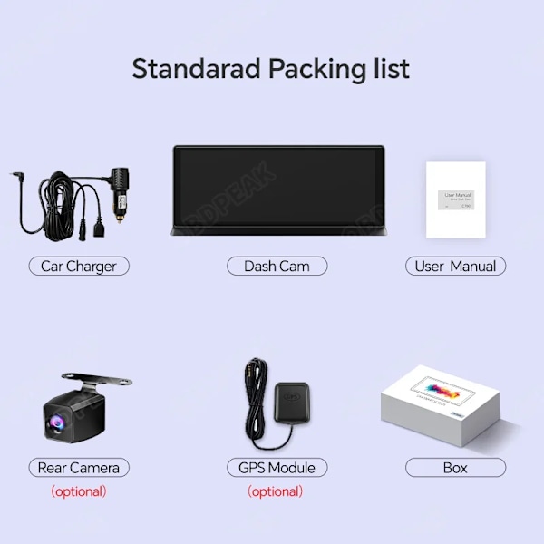 11,3" Dash Cam 4K 2160P Bil DVR Opptak Carplay & Android Auto Trådløs Tilkobling 5G WiFi GPS Navigasjon Dashboard Dobbelt Lens Med 128G  TF kort