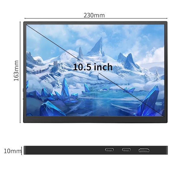 420 Cd/m ² 10,5 tommer Portable Monitor IPS FHD 1280P 100%SRGB Game Skærm