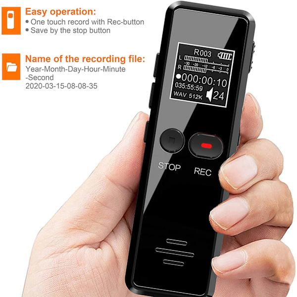 Digital röst aktiverad inspelare diktafon långdistans ljud inspelning mp3 spelare brusreducering WAV inspelning