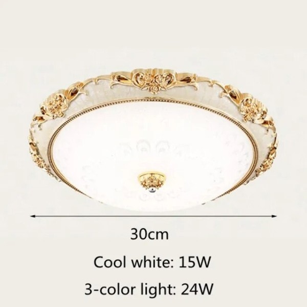 Europeiskt Modern Glas LED Tak Ljus 24W 220V Guld Silver Tak Lampa