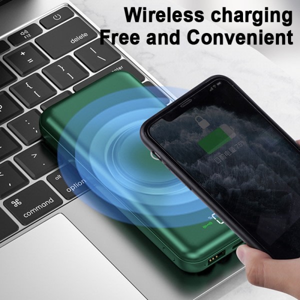 Trådlös snabb laddning Strömbank 80000mAh Bärbar Digital Display Extern Batteri Inbyggd kablar
