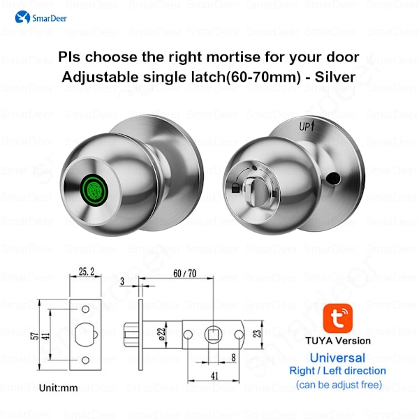 Korkea laatuinen sormenjälki lukko Tuya Smart Lock Bluetoothilla ovi lukko avaimeton sisääntulo sormenjälki ja Tuya sovellus