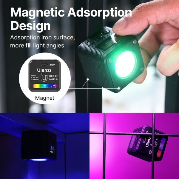 Mini COB RGB Video Ljus Magnetisk Full Färg RGB LED Fotografi Belysning