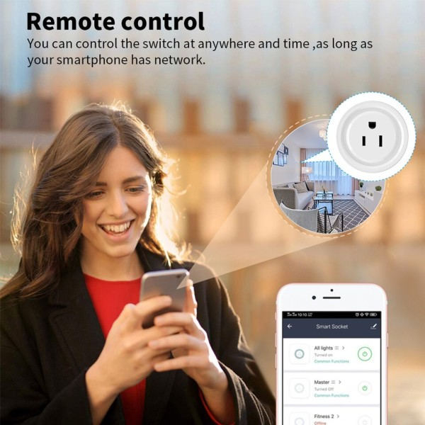 Smart Plug Mini US Power Outlet Socket 4400W Med Power Monitor Fjernbetjening Kontrol Kompatibel