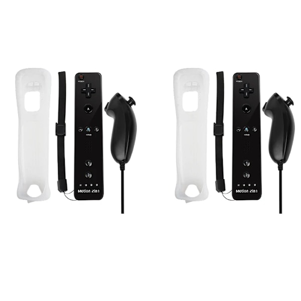 2 i 1 Controller Set Valgfri Motion Plus Joystick Trådløs Fjernbetjening Gamepad med silikone etui video spil