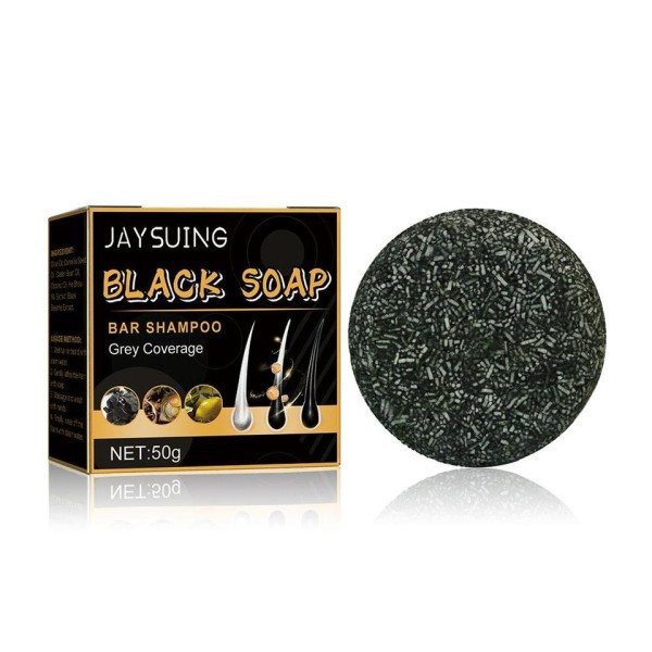 Sæbe hår mørkning shampoo bar reparation grå hvid hår farve shampoo naturlig grå glans sort sæbe