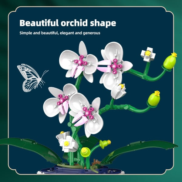 Mini Orchid Potte Planter Bygning Klosser Venner Simulering Blomst Orkide Klosser Hus Dekorasjon Leker For Barn