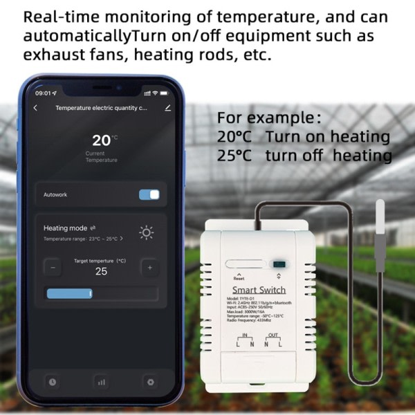 Tuya Smart  Temperatur Switch Energi Forbruk Overvåking Intelligent Termostat