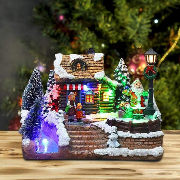 Sne huse med farverigt blinkende LED lys jul pynt til hjem