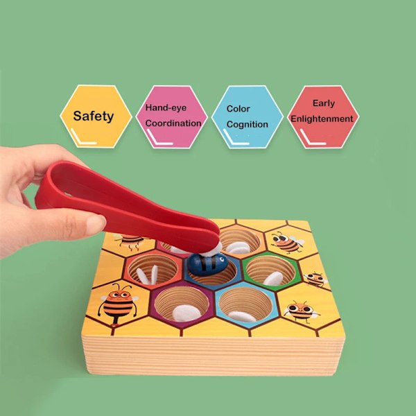Fin Motor Skill Legetøj Til Småbørn Clamp Bee To Hive Matching Spil