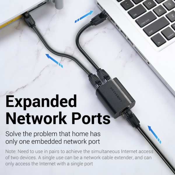 Vention RJ45 Splitter 1 til 2 RJ45 Splitter Netværk Adapter Hun Netværk Extender Forlænger Stik til Bærbar Ethernet kabel