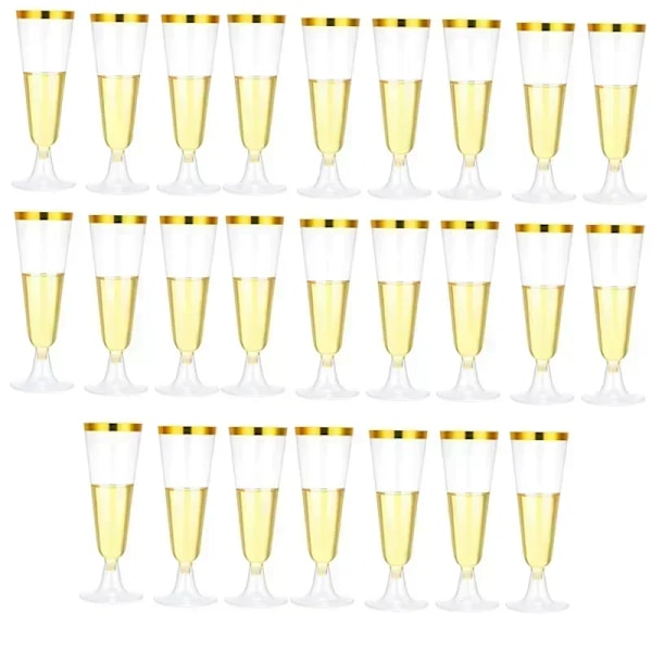 25 bitar 150ml Plast Champagne Flöjter Engångs Mousserande Bar Muggar Klar Rosa Rostning Kopp