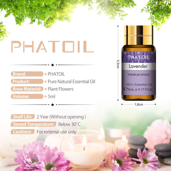 Rena Eterinella Oljor 15 bitar Gåva Set Naturlig Växt Aroma Eterisk Olja Diffuser Eukalyptus Vanilj Mynta Lavendel Ros Te Träd Olja