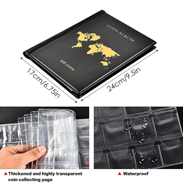 Bærbar mynt samling sett 300 paneler pvc transparent løsblad filatelisk bok album