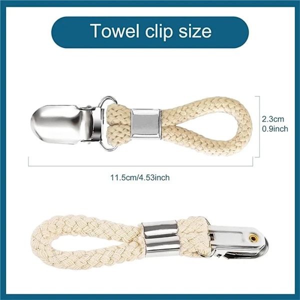 Hög kvalitet 4 delar handduk klämmor flätad bomull ögla handduk med metall klämma multi purpose krokar strumpor kläder hängare