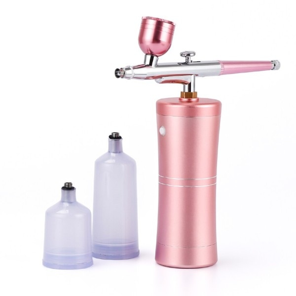Rosa Mini luft kompressor kit luftborste färg spray pistol luftborste för nagelkonst tatuering hantverk