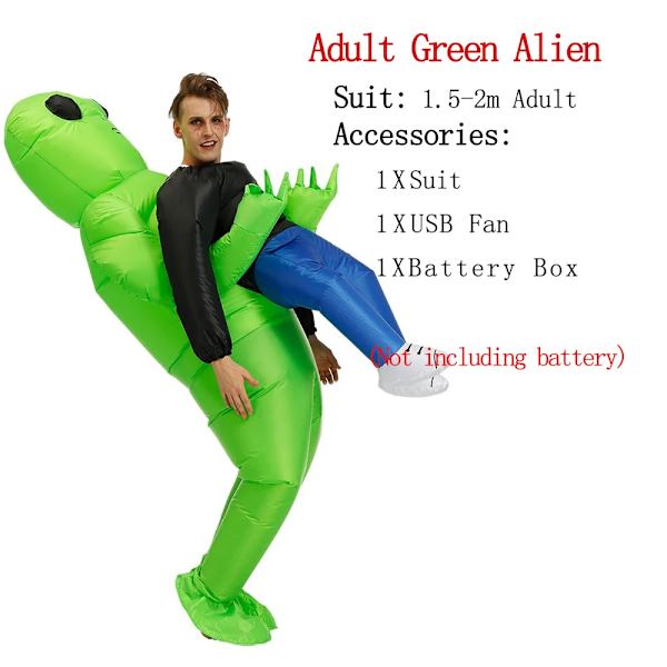 Oppblåsbar kostyme skummel grønn alien cosplay kostyme