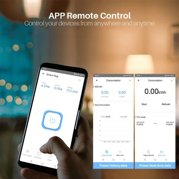 Smart Plug WiFi Socket EU Strøm Monitoring Timing Funktion Virker