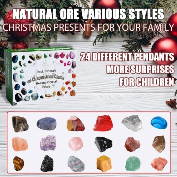 Jul Advent kalender Ädelsten samling Räkna ned till jul stenar mineraler fossiler advent kalender leksak gåvor