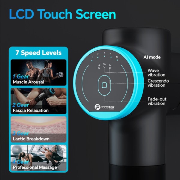LCD skjerm massasje pistol profesjonell dyp muskel massasje smerte lindring kropp avslapning fascial pistol