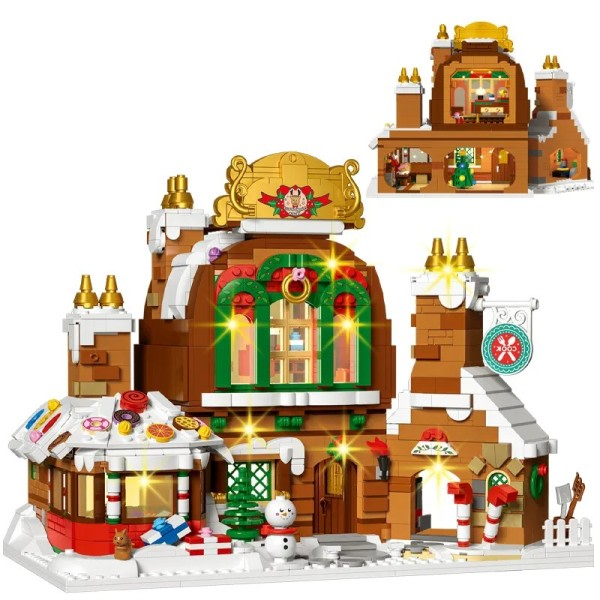 LED lys by jule gade udsigt honningkager hus bygning klodser figurer mursten legetøj