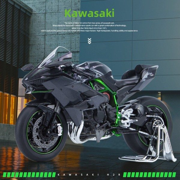 Kawasaki H2R Ninja Aloy Die Cast Motorcykel Model Legetøj