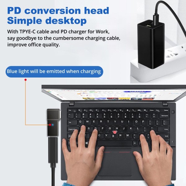 FONKEN PD 100W USB Typ C hona till DC hane adapter för Lenovo Thinkpad USB-C snabb laddning kabel omvandlare fyrkantigt PD kontakt