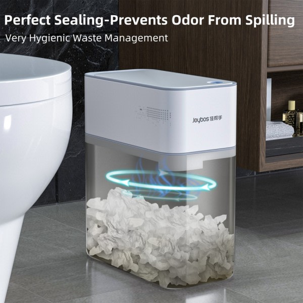 Smart Badeværelse Affaldsspand Automatisk Sækning Elektronisk Affaldsspand Hvid Berøringsfri Smal Smart Sensor Affaldsspand