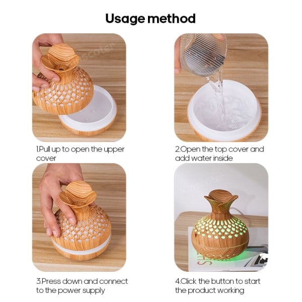 Tre Korn Luftfukter 300ml USB Aroma Diffuser Atomizer USB Husholdningsluftfukter