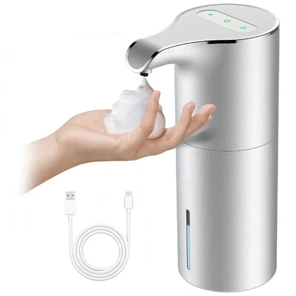 Mini saippua annostelija automaattinen kosketusvapaa USB ladattava sähkö vaahto saippua annostelija säädettävä vedenpitävä 450 ml